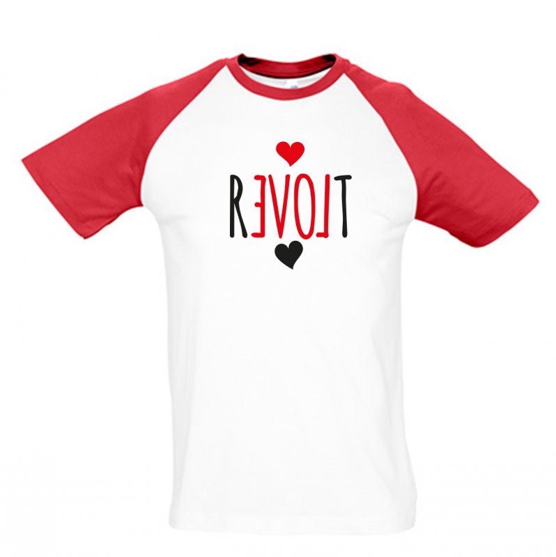 REVOLT - Baseballshirt (Rot/Weiss) Groß T-Shirt