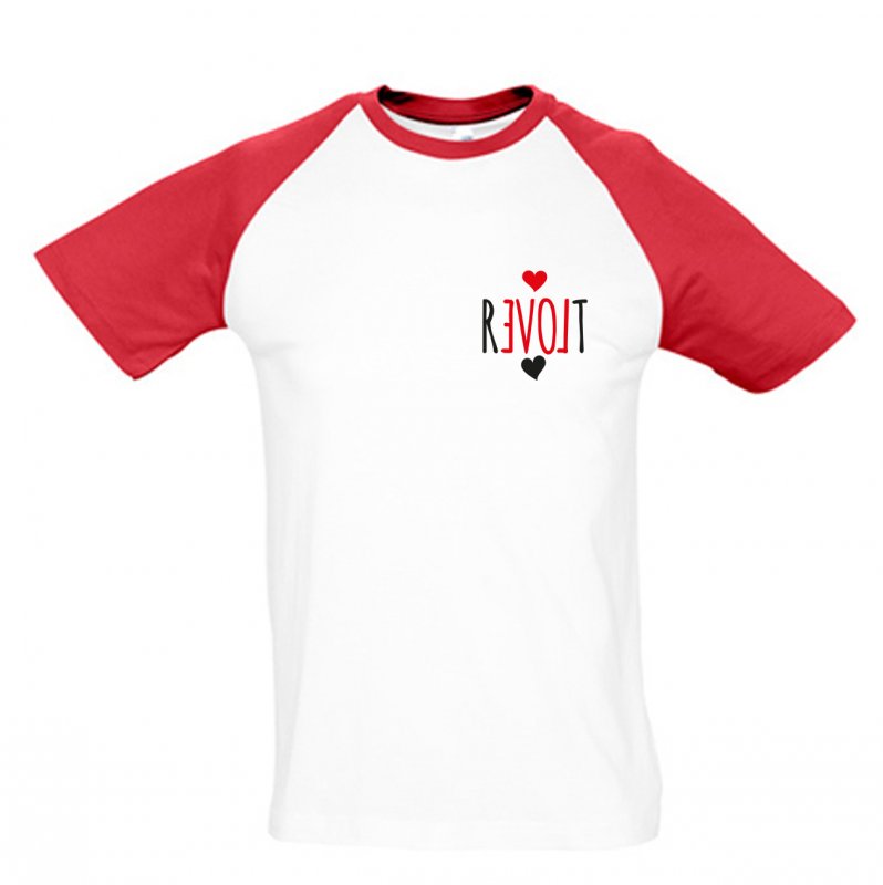 REVOLT - Baseballshirt (Rot/Weiss) Pocketprint T-Shirt