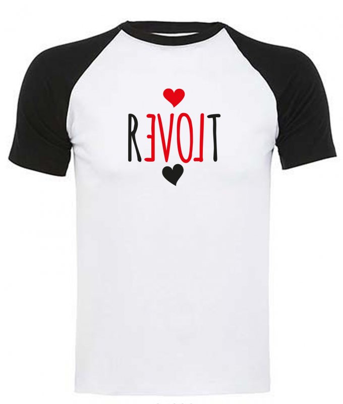 REVOLT - Baseballshirt (Weiss/Schwarz) Groß T-Shirt