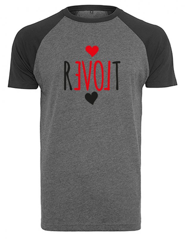 REVOLT - Baseballshirt (Grau/Schwarz) Groß T-Shirt